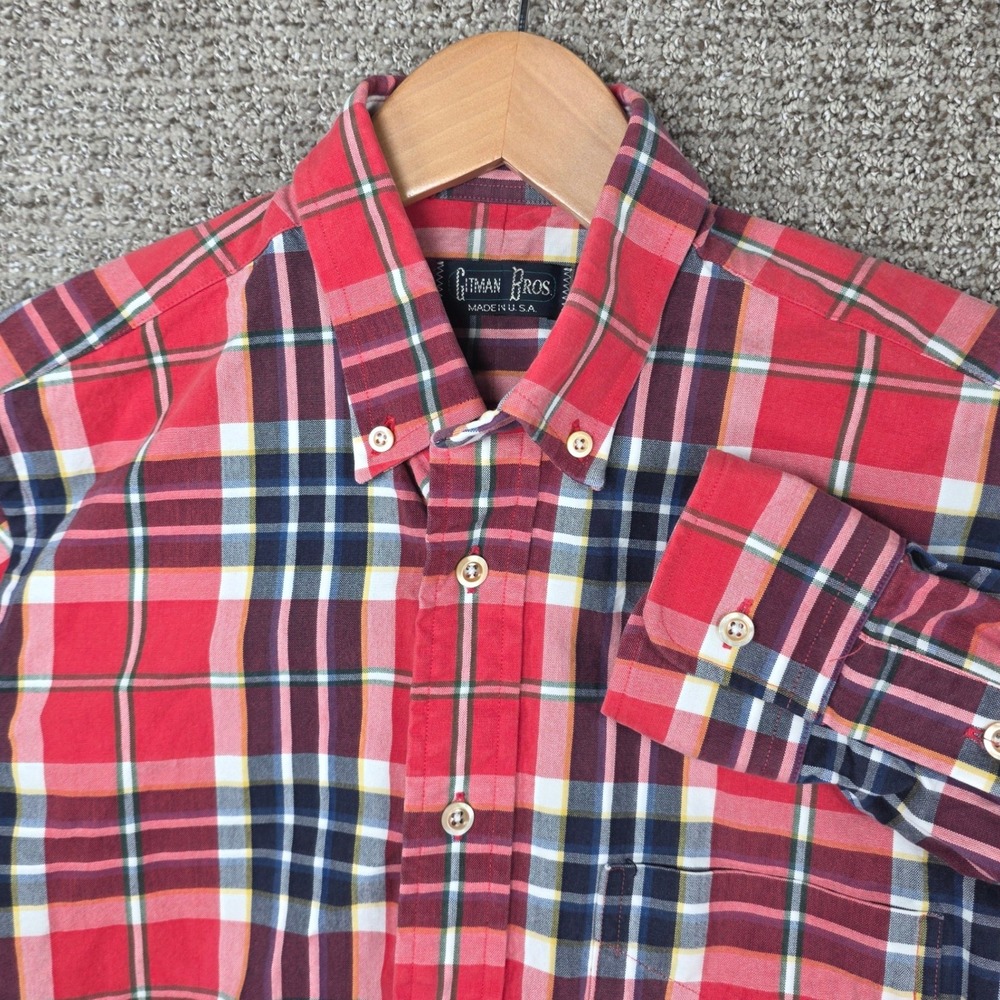 Vintage Gitman Bros Oxford Mens Small Plaid Button Shirt Long Sleeve Made in USA